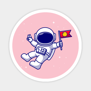 Astronaut Bring Flag In Space Cartoon Magnet